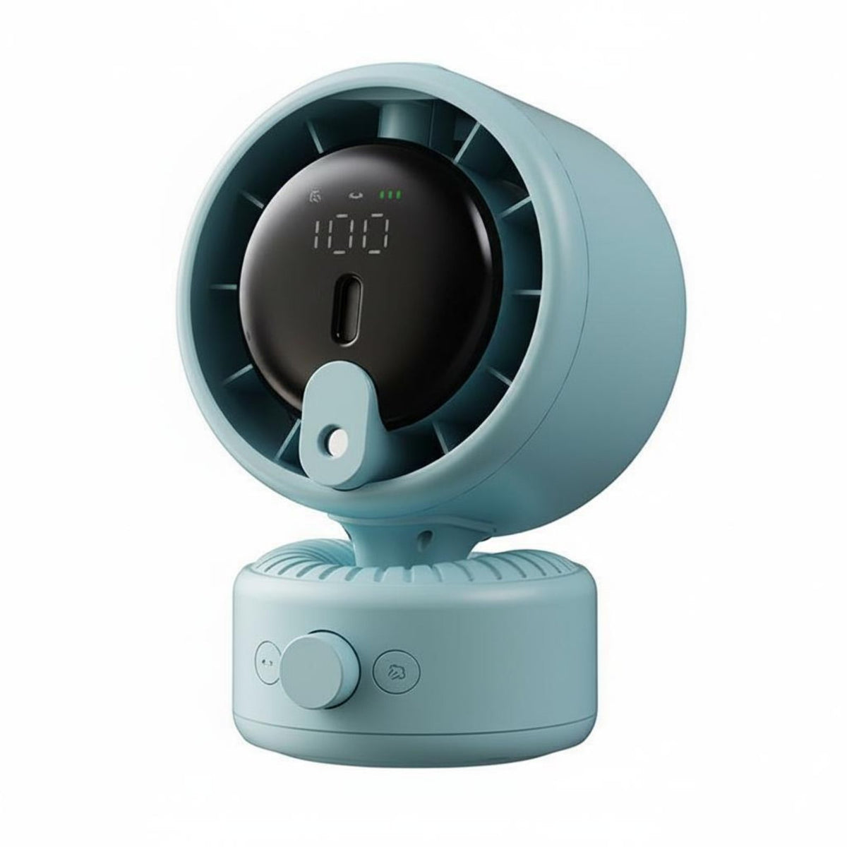 Digital Display Desktop Circulating Fan Space Saving Design Rechargeable Desk Fan 3 Speeds Quiet Engine for Dorm Room, Office, Travel