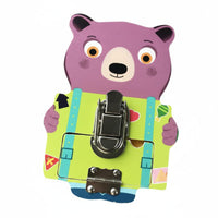Develops Fine Movement Skills Busy Board Accessory Hand-Eye Coordination Wooden Creature Lock Toy Polished Edges Creature Latch Board for Preschoolers, Toddlers, Babies, Kindergarten, Quiet Time, Travel