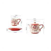 Porcelain Teapot and Mug Set, Elegant Ceramic Drinkware