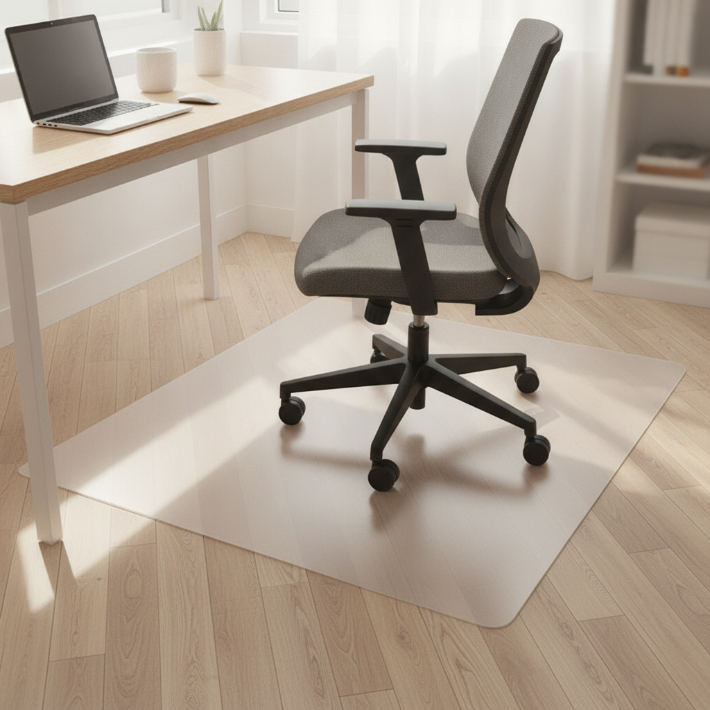 Anti-Slip Transparent Chair Mat for Hardwood Floors and Carpets, PVC Floor Protector for Office and Home