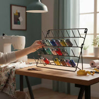 Space Saving Wall-Mounted Thread Rack Large Capacity Metal Sewing Thread Holder Easy to Install Sewing Line Display Rack Long-Lasting for Sewers, Crafters, Craft Room