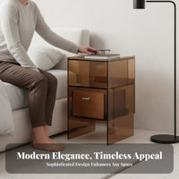 Modern Design Multi-Level Accent Table Minimalist aesthetic Waterfall End Table Transparent Look Nightstand single-Piece Construction for Homeowners, Apartment Dwellers, Students, Bedroom, Small Spaces, Living Room, Nursery