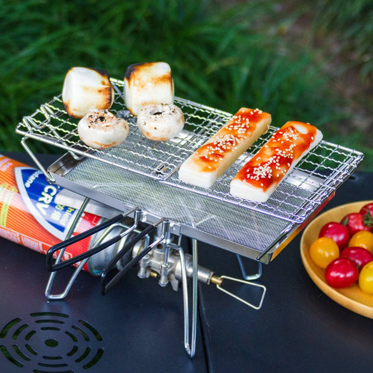 Foldable Folding BBQ Mesh Rack Multi-Purpose Stainless Steel Grill Basket Easy to Clean Folding Grill Basket Rust Resistant for Barbecue, Picnic, Camping