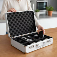 Lockable Equipment Briefcase Portable Lockable Equipment Case Heavy Duty Metal Instrument Box for Technicians, Hobbyists, Travel, Job Site, Field Work