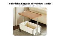 Minimalist Design 2-Tier Trolley Table Mobile Design 2-Tier Rolling Organizer 360° Rotating Wheels Storage Cart Spacious Tabletop for Apartment Dwellers, Homeowners, Away Ice Workers, Living Room, Bedroom, Small Areas, Kitchen