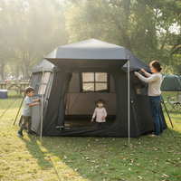 Hexagonal Automatic Ridge Tent Tarp 2-in-1 Rainproof Sunscreen Camping Shelter with Titanium Coating