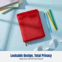 Lockable Plush Notebook, Cute Soft Notebook with Pen, Student Gift, Random Color