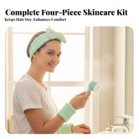 4 Pieces Soft Bristles 4 Piece Facial Cleansing Kit Absorbent Wristbands Face Wash Brush Set Reusable for Women, Teenagers, Bathroom, Travel