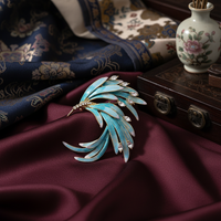 Chinese Style Phoenix Brooch Cheongsam Dress Accessory Elegant Feather Pin