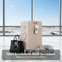 Large Capacity Hardside Trolley Airport Security Combination Lock Hardshell Rolling Trunk Telescoping Handle Suitcase Scratch Resistant for Travelers, Vacationers, Business Professionals, Vacation, Airport, Short Break Getaway