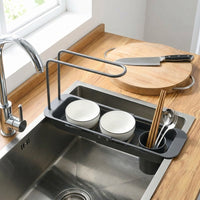 Telescopic Drain Basket Kitchen Sink Drainer, Rectangular Stainless Steel Over The Sink Rack, Modern Minimalist Style Kitchen Organiser Tool