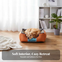 Rectangular Dog Bed Thickly Padded Bolster Pet Bed Non-Slip Bottom Cushioned Cat Lounger for Dogs, Small Pets, Kennel, Crate