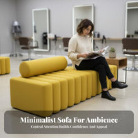 Minimalist Design Upholstered Guest Settee Long Strip Shape Upholstered Backless Settee Modern Look Commercial Furniture Elegant Aesthetics for Salon Owners, Shop Managers, Interior Designers, Clothing shop, Barbershop, Lobby, Bank