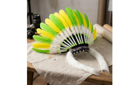 Feather Headdress Handmade Feather Headpiece Ceremonial Headdress with Hanging Strands for Cosplayers, Entertainers, Photoshoots, Festivals