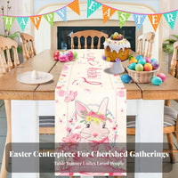Easter Table Runner Linen Seasonal Spring Kitchen Dining Table Decoration Easter Dresser Scarf for Holiday Decorators, Party Hosts, Kitchen