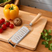 Stainless Steel Food Grater, Wood Handle Cheese Grater for Vegetables & Chocolate, Multi-purpose Kitchen Grater for Pasta & Salads