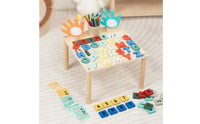 Wooden Learning Table with Cups Hands-on Busy Table Sensory Compact for Toddlers, Preschoolers, Kids, Playroom, Classroom