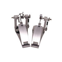 Double Pedal with Twin Beaters Metal Double Bass Drum Pedal Brushed for Drummers, Beginners, Home Practice