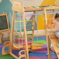 Wooden Climbing Play Structure Sliding Board Children's Climbing Playset Swing Seat Indoor Jungle Gym for Home Use