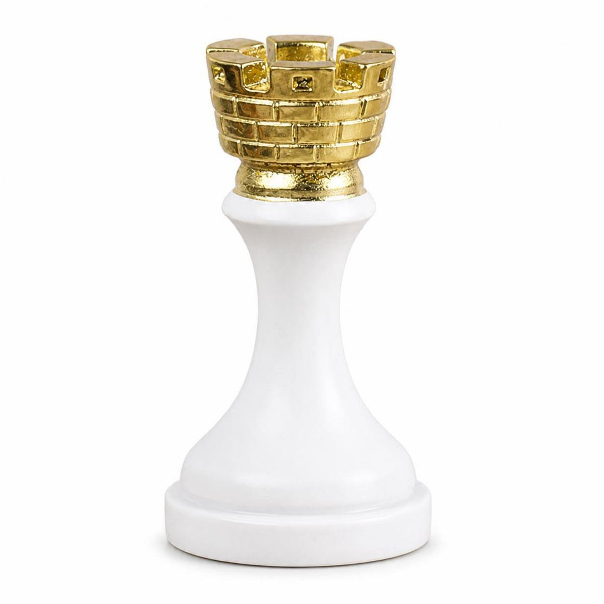 Decorative Chess Piece Figurine with Gold Accents Elegant Chess Figurine with Gold Crown Sculptural Stable for Collectors