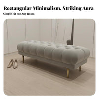 Nordic Design plush fabric Entryway Stool Light Luxury Padded Long Stool Plush paddinging Upholstered Bench Soft and Comfortable for Interior Designers, Homeowners, Adults, Living Room, Bedroom, Walk-in Closet, panoramic view area Side