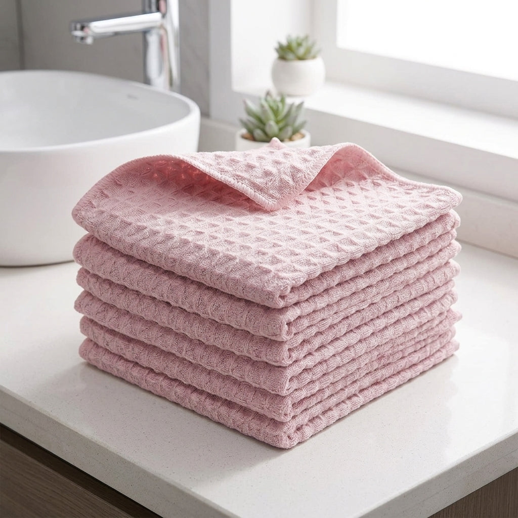 Quick-Drying Microfibre Cloths, 25x25cm Towels for Glass and Kitchen, Locked Border Design, Pack of 6