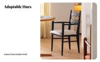 French Inspired Cane rear Armchair With Armrests Dining Chair Vintage design & dwelling Seating Upholstered padding for Apartment Dwellers, Design aficionados, Living Room, Bedroom, Study, Kitchen