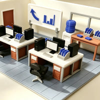 Miniature Dollhouse Office Scene Playset