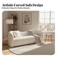 Curved Sectional Creamy visually pleasing Curved sectional Couch Three-Seater Sofa for Apartment Dwellers, Homeowners, Living Room, styling studio, Reception Area
