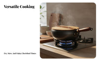 Handmade Iron Wok Non-Stick Hand Hammered Wok Stir-Fry Pan Long-Lasting Fast Heat Conduction for Home Cooks