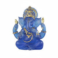 Retro Design Resin Elephant God Figurine Gold Accents Ganesha Statue Artisanal Look Indian God Sculpture for Meditation Room, Mindfulness Studio, Office Desk, Car Dashboard