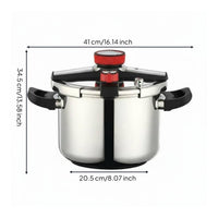 Gas and Induction Compatible Stainless Steel Pressure Cooker Multiple Safety Features Stainless Steel Pressure Pot Even Heat Distribution Single-Hand Opening Cooker Anti-Scald Handles for Home Cooks, Families