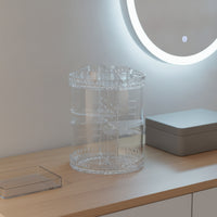 Cosmetic Storage Holder Clear Rotating Organizer Spinning Organizer Multi-Compartment for Makeup Lovers, Dressing Table