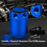 Black Top Cap 2-Port Oil Catch Can Knurled Edge Oil Catch Can
