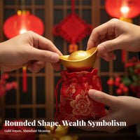 Chinese Gold Ingot Fine Workmanship Sturdy Alloy Ingot Metal Yuan Bao Retro Design Golden Wealth Token for Homeowners, Home