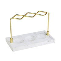 Toothbrush Holder with Marble-Look Resin Base Tabletop Stand Upright for Vanity