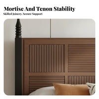 Vintage Cane Panel Bed French Retro Design Bedroom Furniture High-End Feel Bedstead for partners, Homeowners, Guest Room, Villa, Home