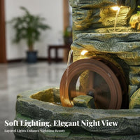 Quiet Operation Rockery Waterfall Fountain Sturdy Construction Feng Shui Water Fountain Artisan-Made Sculpture Indoor Rockery Waterfall with Mist for Living Room, Office, Hotel Lobby, Garden