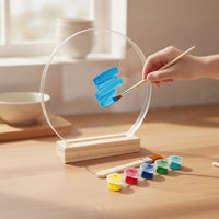 DIY Handprint Plaque Personalizable Acrylic Plaque with Wooden Base Personalized Acrylic Sign with Wood Rack for Families, Parents, Desk, Shelf