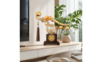 Gourd Ornament with Tassel Chinese Style Gourd Sculpture with Pedestal Translucent Tabletop Decor for Living Room