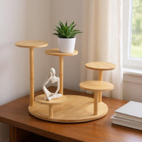 Multi-Tier Plant Stand Sturdy Construction Desktop Plant Shelf Mini Flower Pot Holder Easy to Assemble Bamboo Small Plant Holder