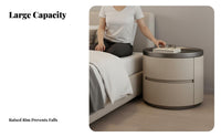Luxury Design Round 2-Drawer End Table Modern Design Round Tiered Cabinet Space-Saving Nightstand Multipurpose for Homeowners, Apartment Dwellers, Students, Small Areas, Living Room, out of Stock Ice
