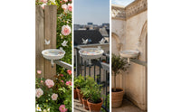 Metal Bird Feeder and Bird Bath Combo 2-in-1 Hardware Sturdy for Balcony