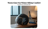 Twin Visor Half Helmet 3C Certified Twin Visor Helmet Detachable Warm Neck Scarf Shielded Gear for Adults, Women, Winter Riding, City Commuting