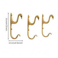 3 Pieces Brass Swan Hook Gold-Toned Household Hardware Space Saving