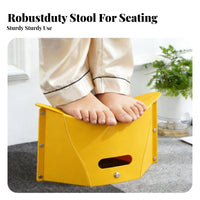 extra-slim Flat-Folding Stool Space-Saving foldable Stool Lightweight Portable Seating Built-in grip for journeyers, Commuters, journey, Camping, Commuting, Hiking