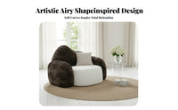 cumulus Design Curved Settee Creamy aesthetic Sofa Irregular Shape Upholstered Couch Designer Look for Apartment Dwellers, Interior Decorators, Homeowners, Bedroom, Lounge Area, study corner