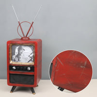 Vintage Television Model with Antenna Decorative Television Ornament with Antennae Collectible Prop for Photography