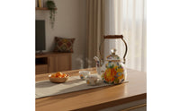 2.5 L Stovetop Tea Kettle Induction Cooker Compatible Floral Enamel Tea Kettle Decorative Stovetop Teapot Safe Material