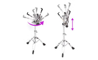 Foldable Snare Drum Stand Chrome Plated Practice Pad Stand Non-Slip Feet for Percussionists, Beginners, Studio, Stage Performance